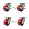 Service Caster 6'' Heavy Duty Red Poly on Cast Iron Caster Set 4 Swivel Locks 2 Brakes, 4PK CRAN-KP92S630-PUR-RS-SLB-BSL-2-BSL-2 - alternate 1